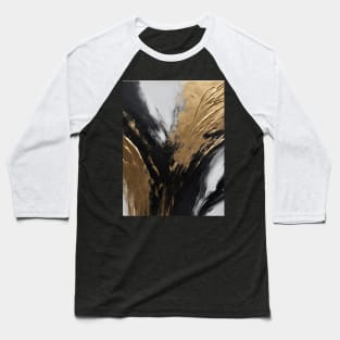 Black and Gold Wings Abstract Art Baseball T-Shirt